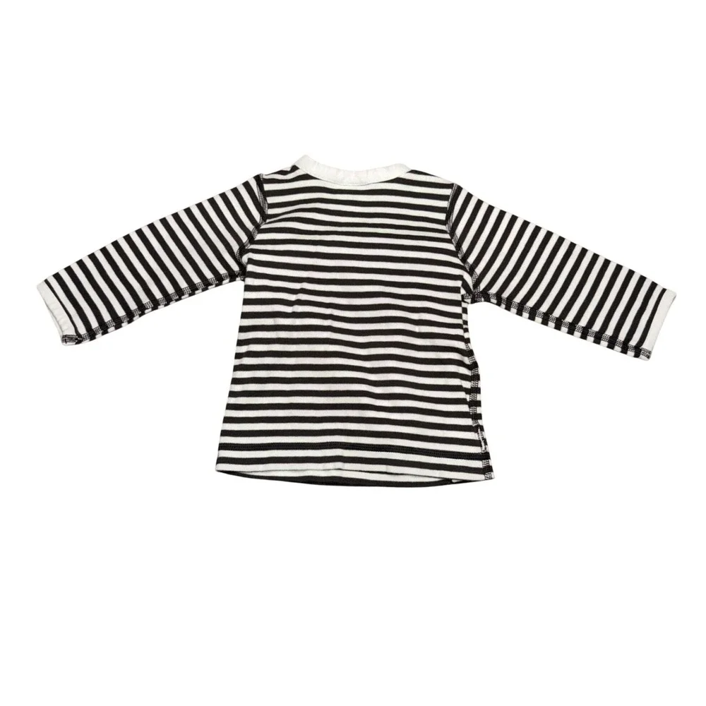Hanna Andersson Black White Stripe Wrap Long Sleeve Cotton Baby Top 3-6‎ Months